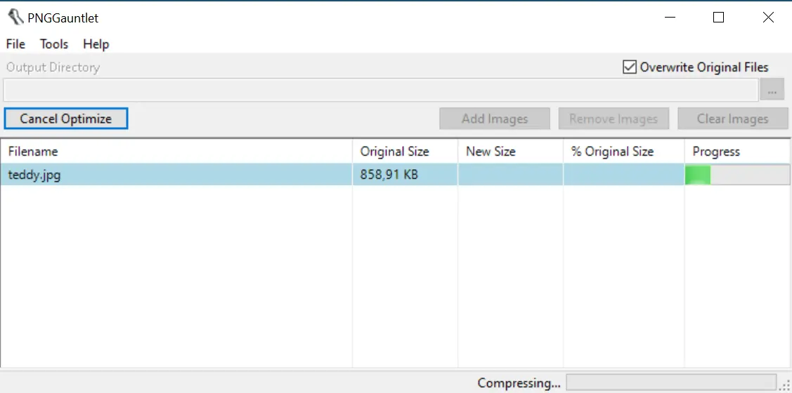 Billede: Screenshot of the PNGGauntlet interface