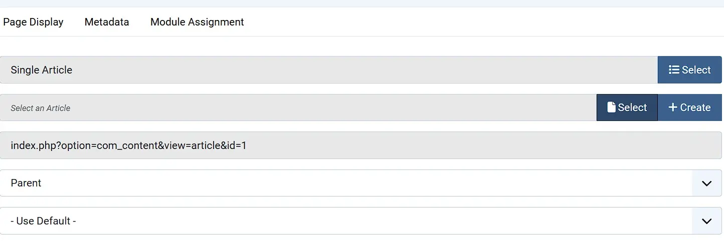 Billede: Joomla menu item ‘Home Menu’