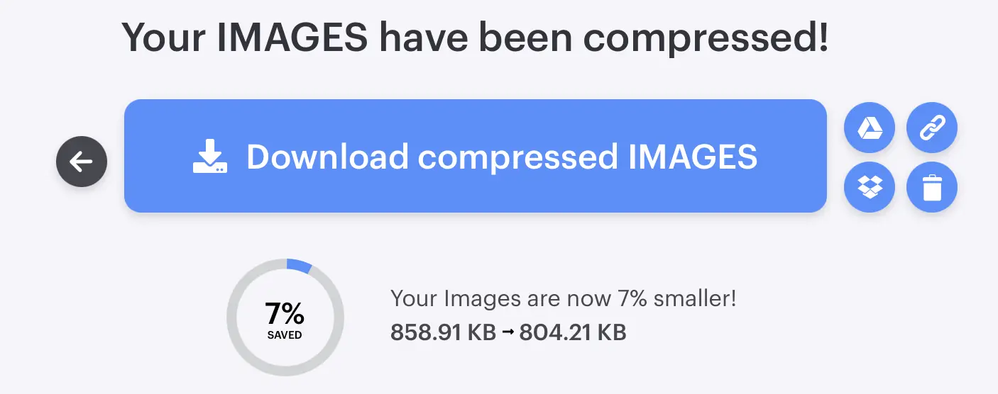 Billede: Screenshot of image compression with iLoveIMG