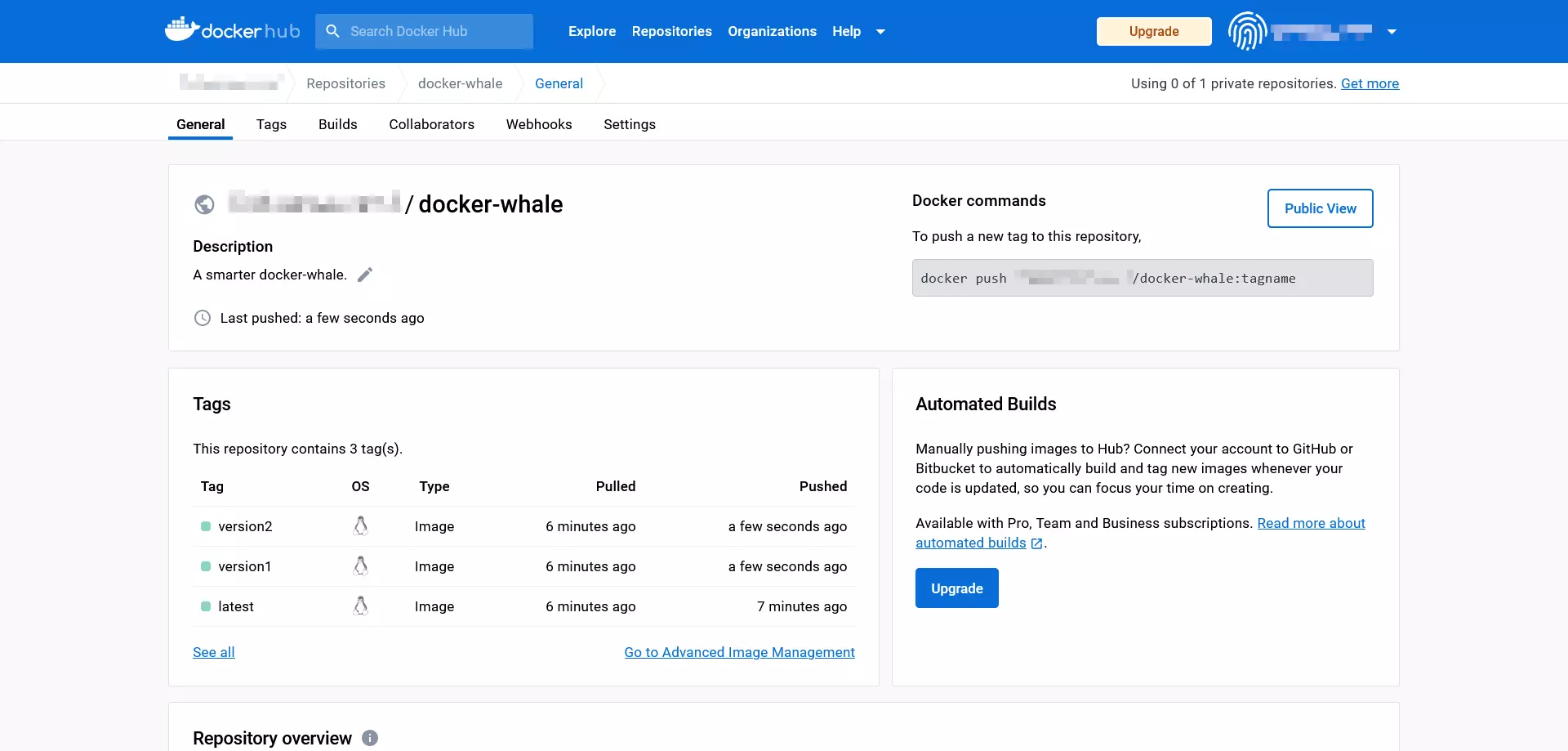 Billede: Docker hub: The ‘Tags’ tab