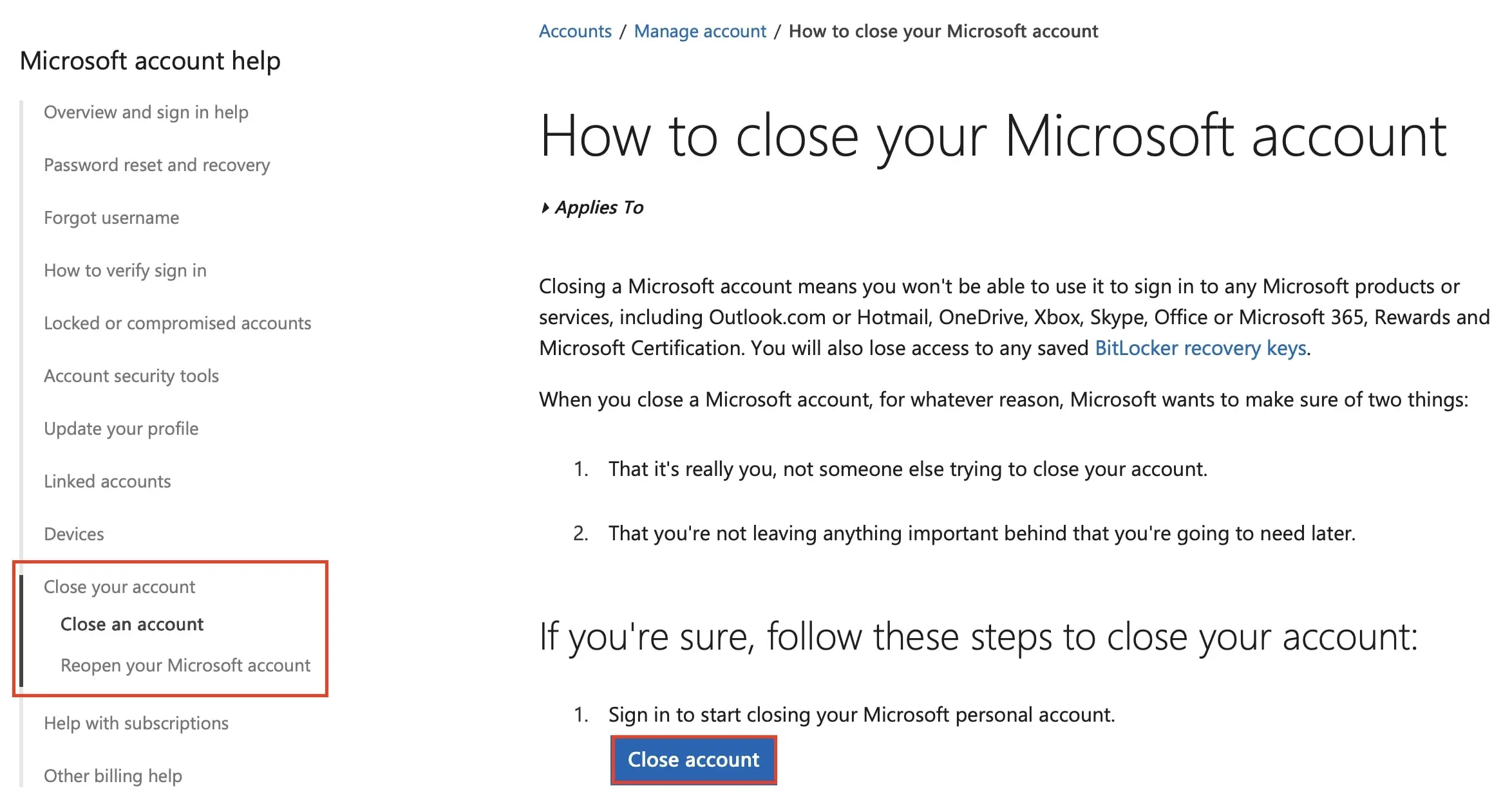 Billede: Microsoft: ‘How to close your Microsoft account’