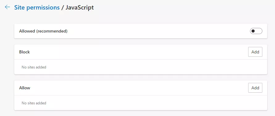 Billede: Edge: Disable JavaScript