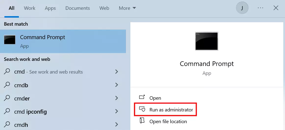 Billede: Searching for the command prompt in Windows 10