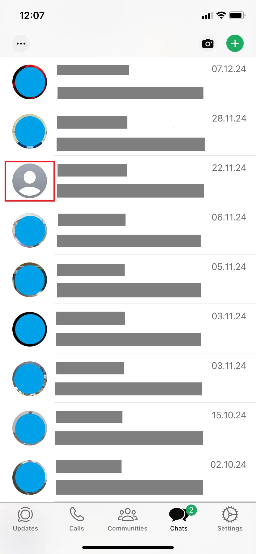 Billede: Screenshot of a contact without a profile picture