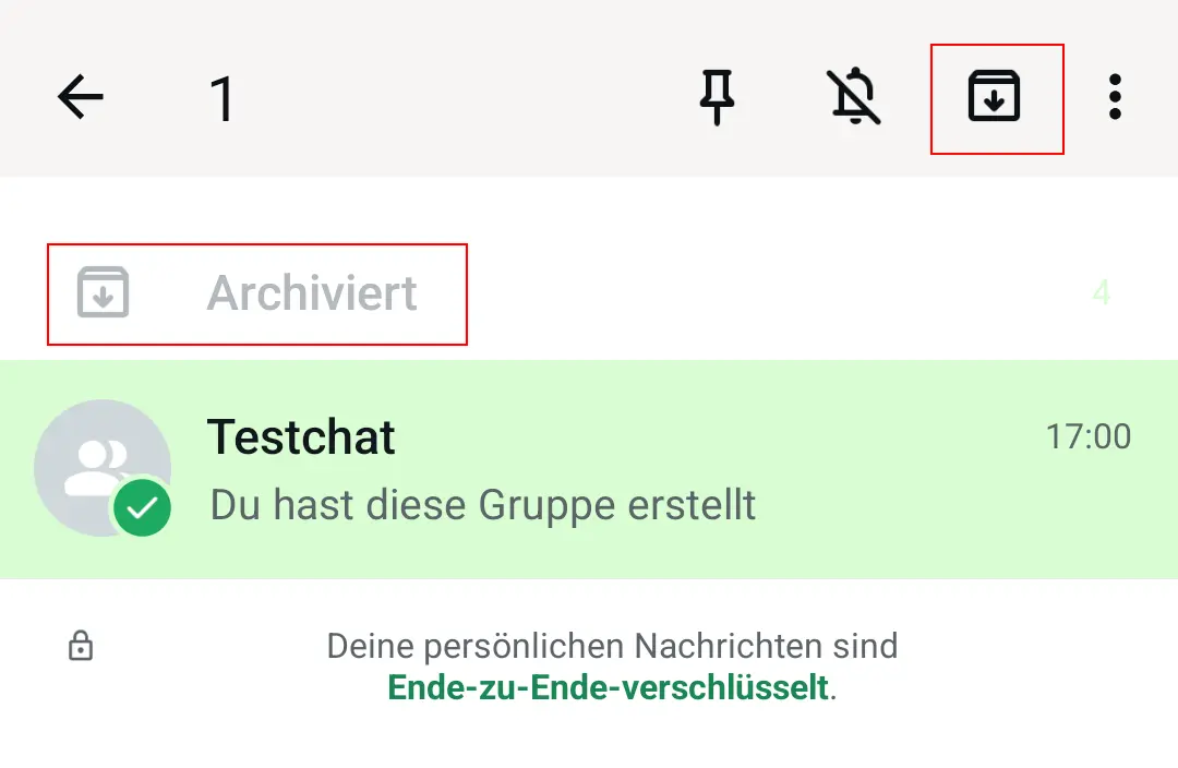 Bild: Android-Screenshot des WhatsApp-Bereichs für archivierte Chats