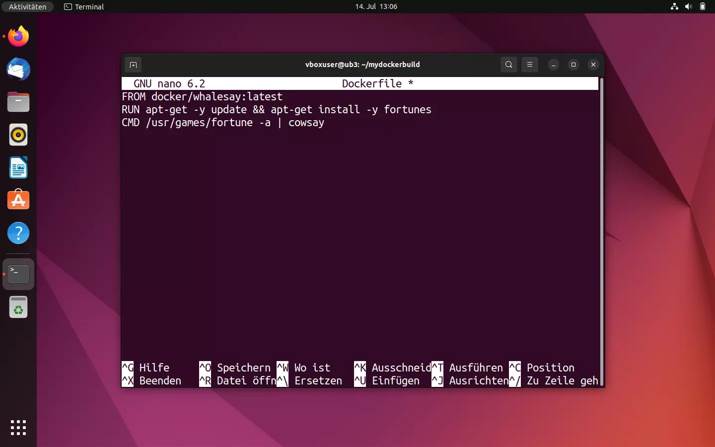 Bild: Der Texteditor Nano im Ubuntu-Terminal