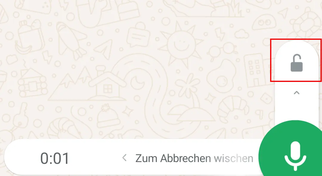 Bild: Android-Screenshot der Sprachaufnahme-Funktion in WhatsApp
