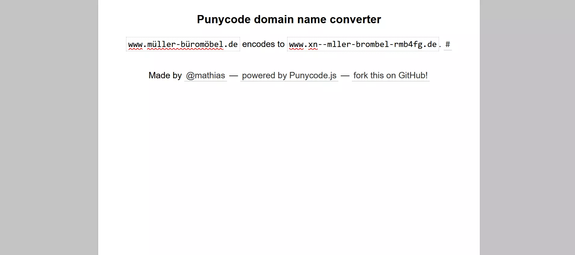 Bild: Der Punycode-Converter von Mathias Bynens auf Basis von punycode.js