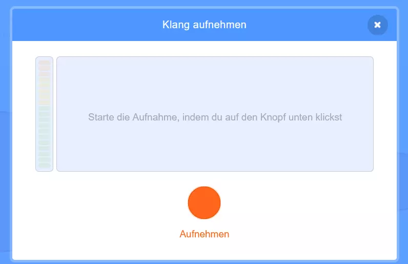 Bild: Menü zum Klang-Aufnehmen mit Scratch
