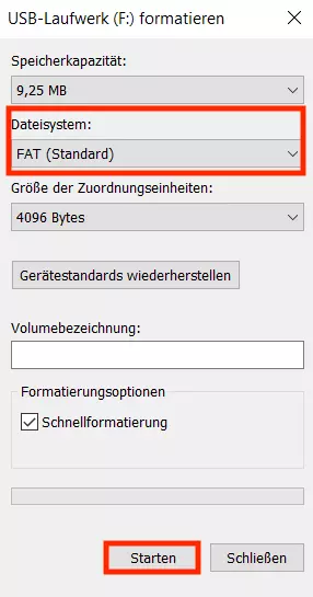 Bild: USB-Stick formatieren