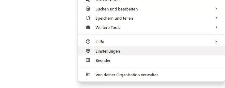 Bild: Das Menü des Webbrowsers Chrome