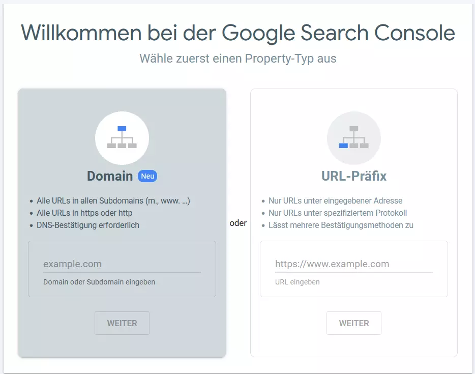 Bild: Anmeldung in der Google Search Console