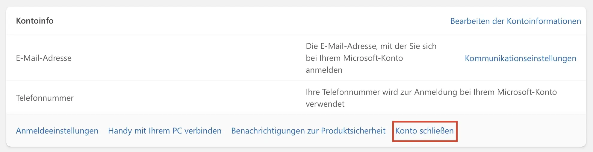 Bild: Microsoft-Konto im Desktop-Browser