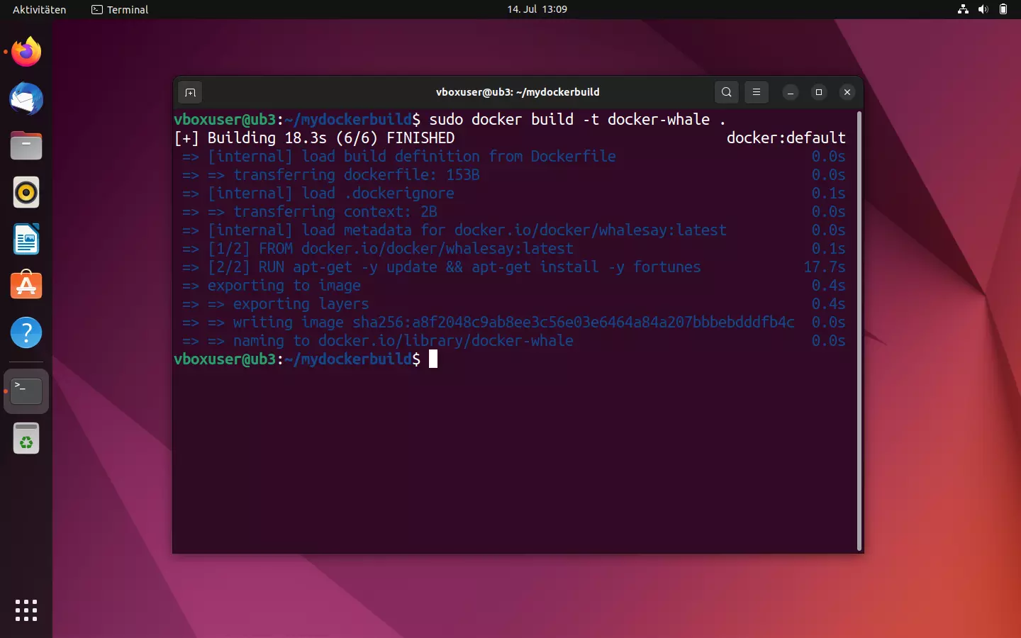 Bild: Ubuntu-Terminal: Statusmeldungen während der Image-Erstellung