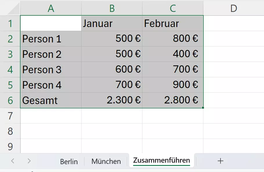 Bild: Zusammenführung beider Tabelleninhalte fertigstellen