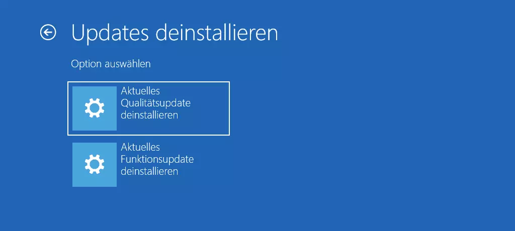 Bild: Screenshot der Optionen zur Deinstallation von Updates in der Problembehandlung von Windows 11
