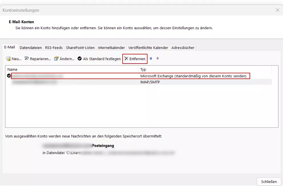 Bild: Outlook Desktop-App: Kontoeinstellungen