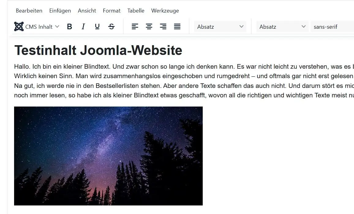 Bild: Joomla-Artikel mit Beispielbild