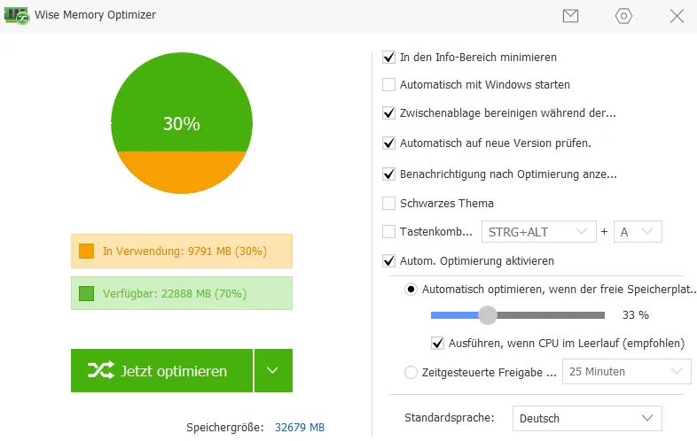 Bild: Wise Memory Optimizer Screenshot