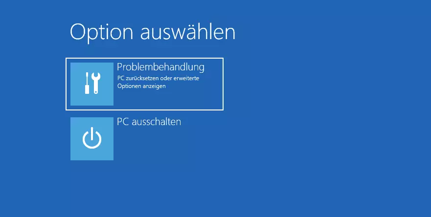 Bild: Screenshot der Problembehandlungsumgebung bei Windows 11