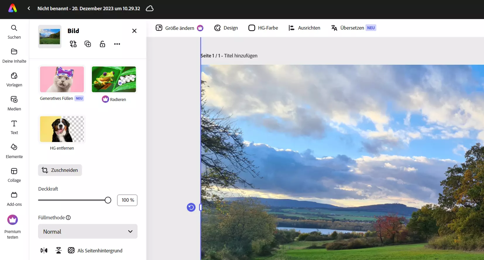 Bild: Screenshot von Adobe Express