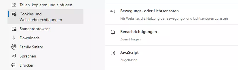 Bild: JavaScript-Menüeintrag in Edge