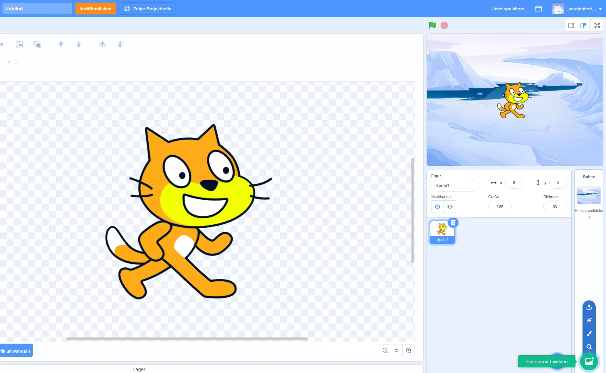 Bild: Scratch-Tutorial: Figur inklusive Hintergrundbild