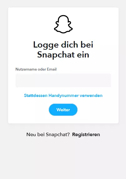 Bild: Snapchat-Login im Browser