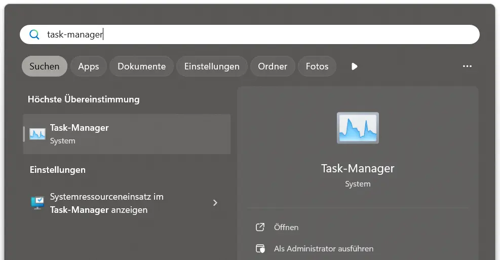 Bild: Suchergebnis für den Begriff „Task-Manager“
