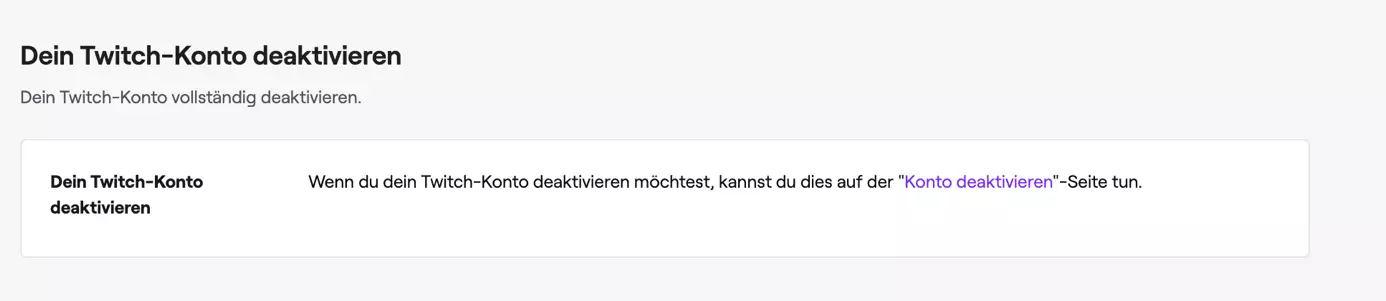 Bild: Option, um das Twitch-Konto zu deaktivieren