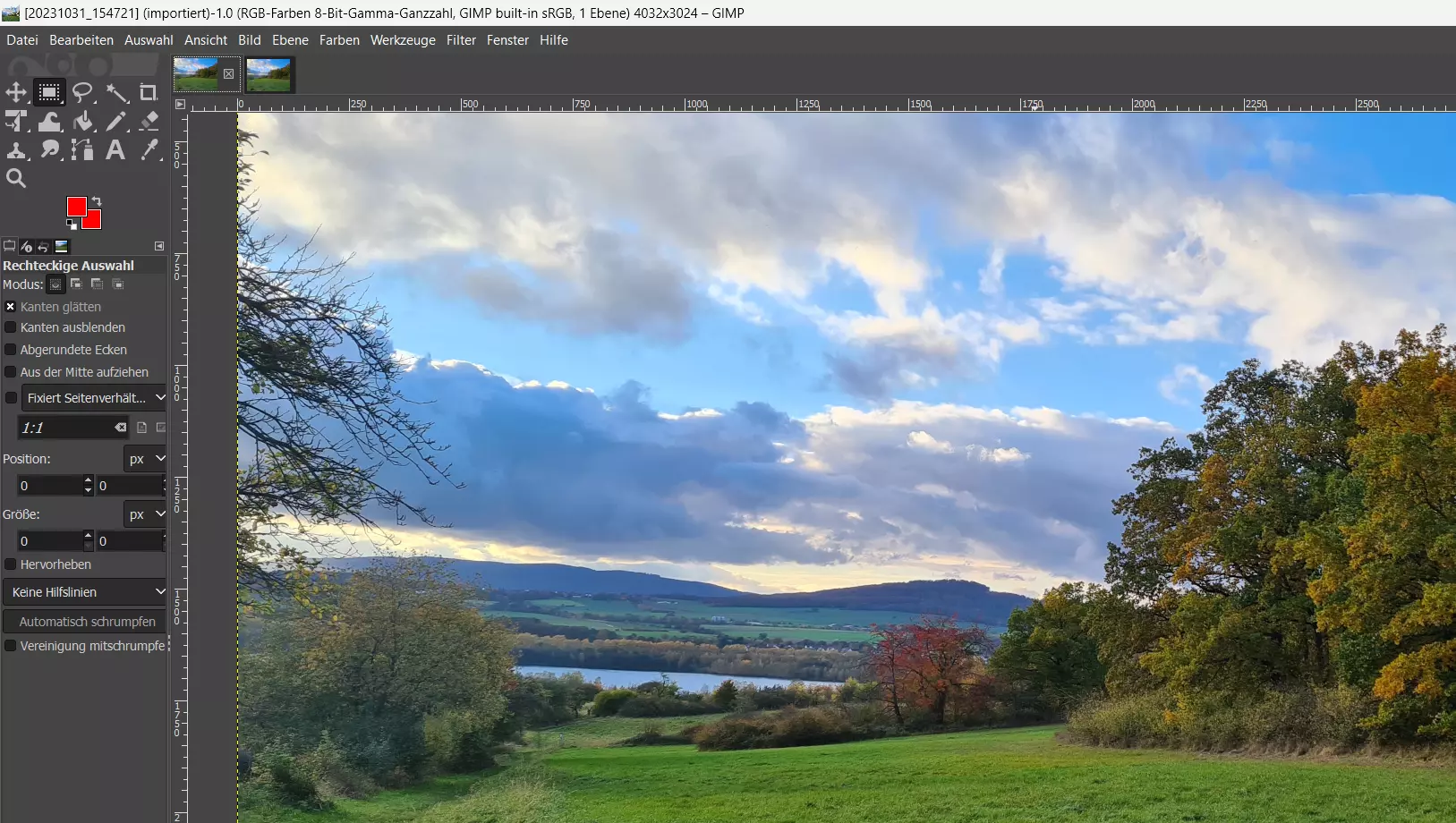 Bild: Screenshot der GIMP-Benutzeroberfläche