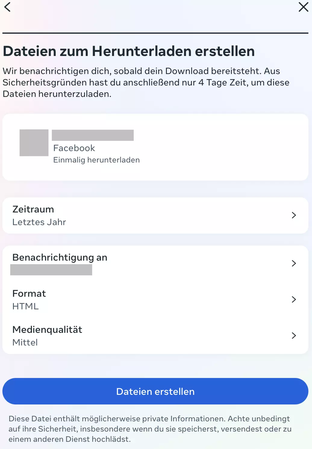 Bild: Facebook: Datei zum Herunterladen erstellen