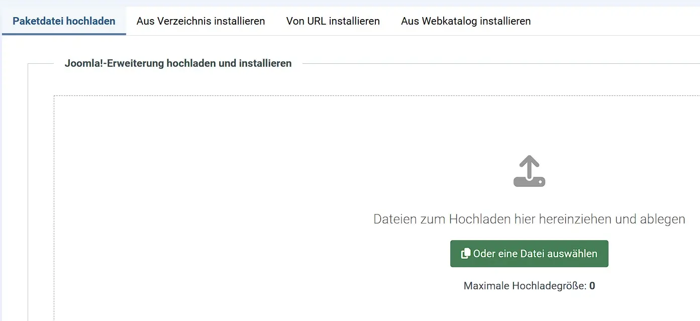 Bild: Installation von Erweiterungen in Joomla