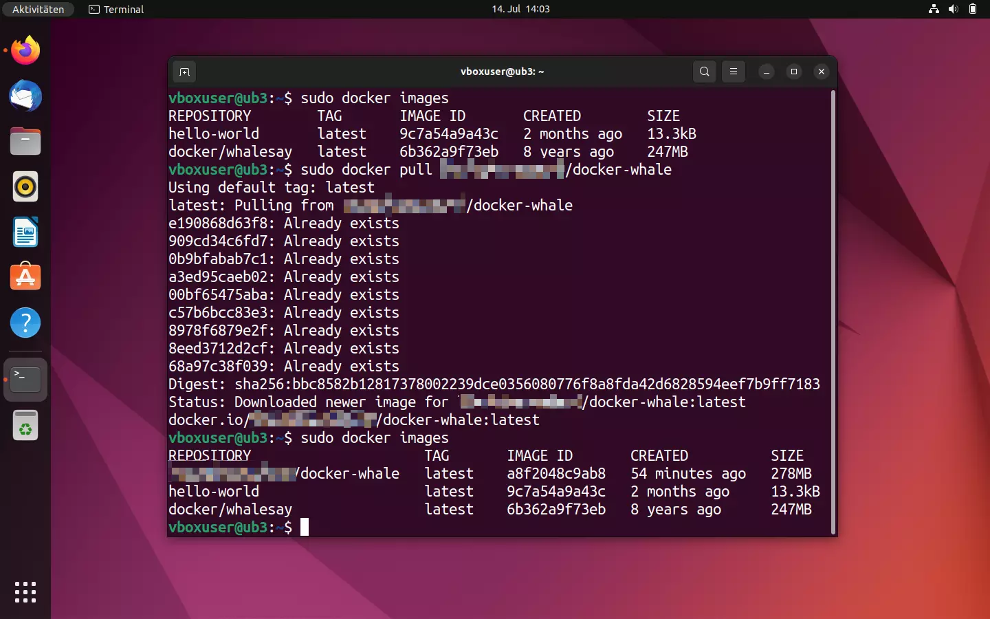 Bild: Ubuntu-Terminal: Download aus dem Docker-Hub
