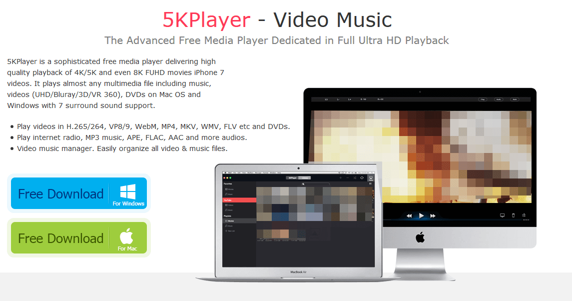 Download page of the 5KPlayer