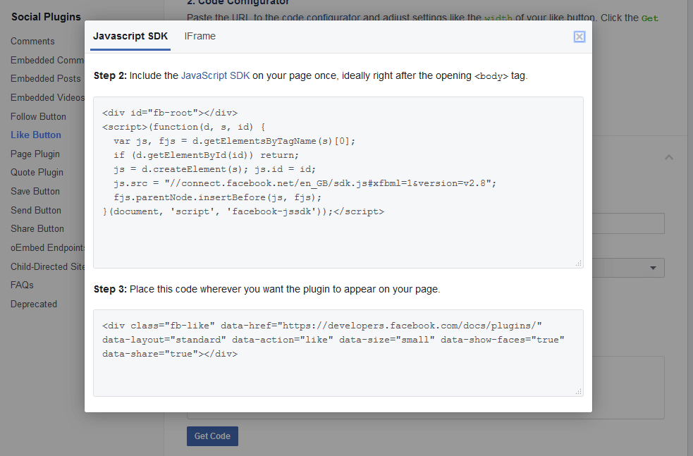 This is a generated code for a Facebook like button, ready to be integrated into your website