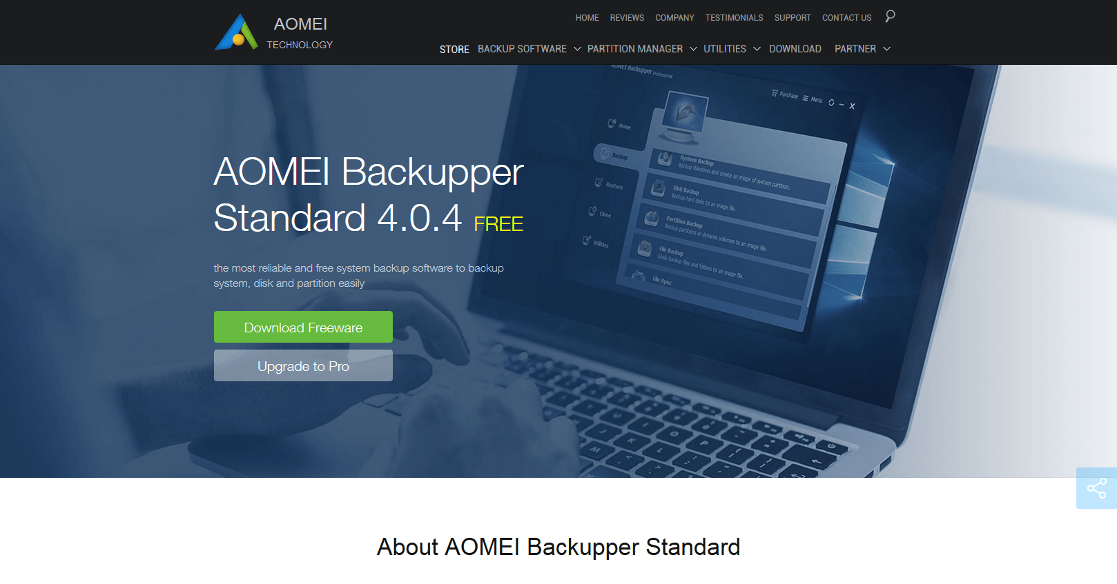 Product website: Aomei Backupper Standard 4.0.4