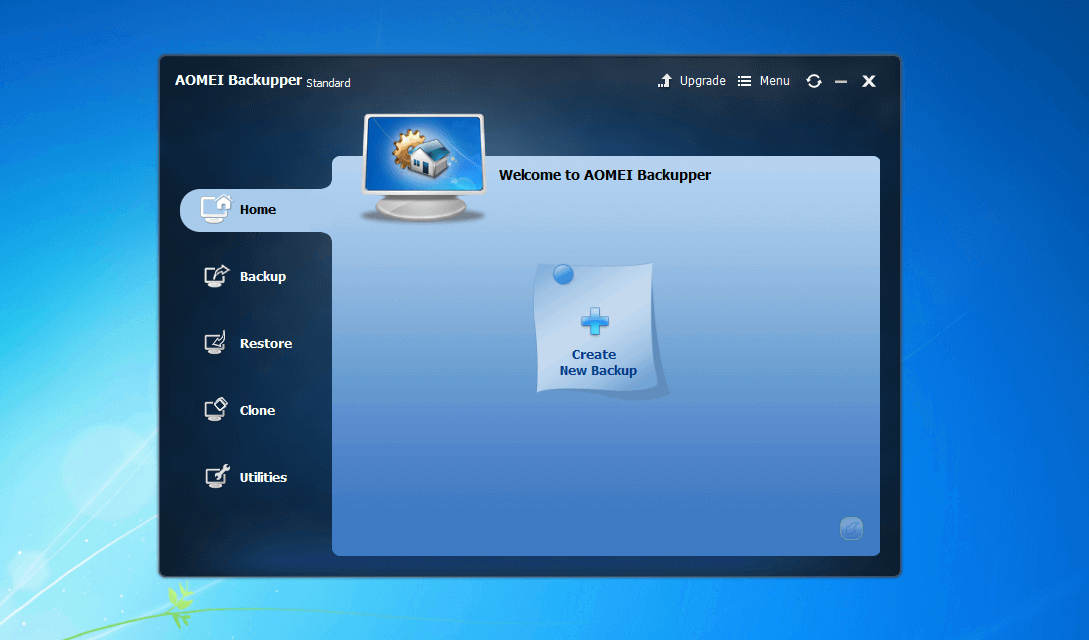 Aomei Backupper Standard 4.0.4: home screen