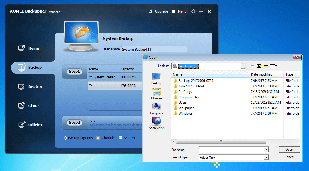 Aomei Backupper Standard 4.0.4: backup setup