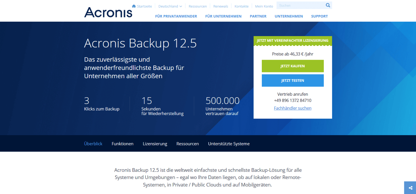 Product website: Acronis Backup 12.5