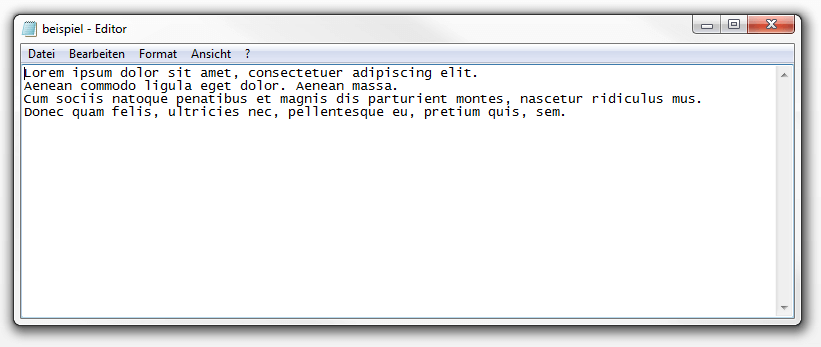 Text file with four lines of example text