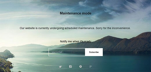 Website with activated maintenance mode