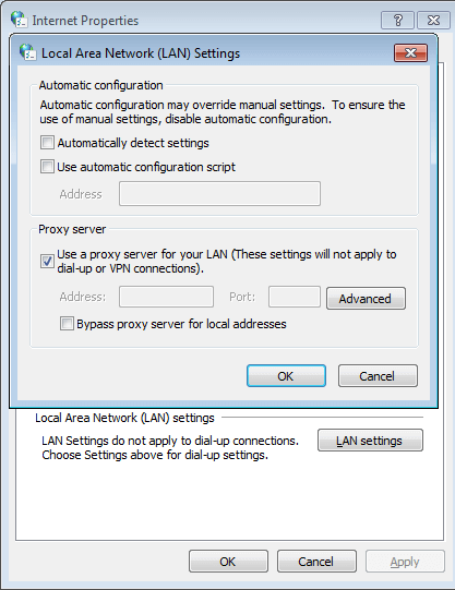 LAN settings with Windows 7