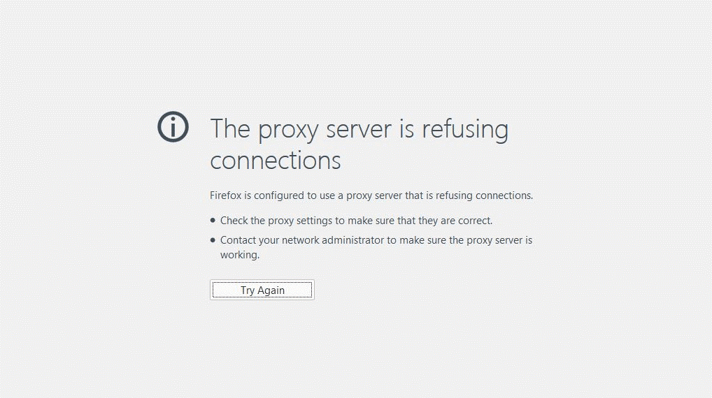 Proxy server is refusing connections