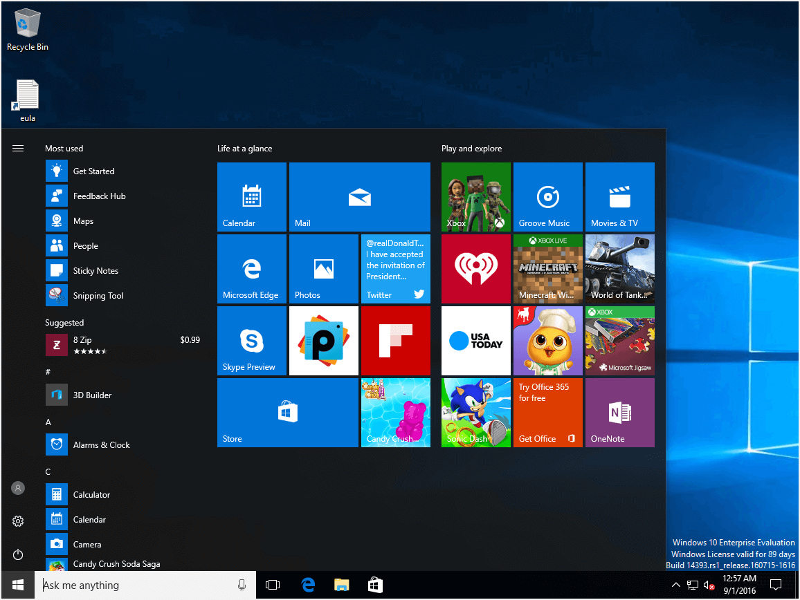 Settings app with Windows 10