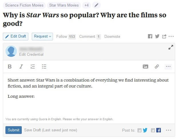 Example of an answer on Quora