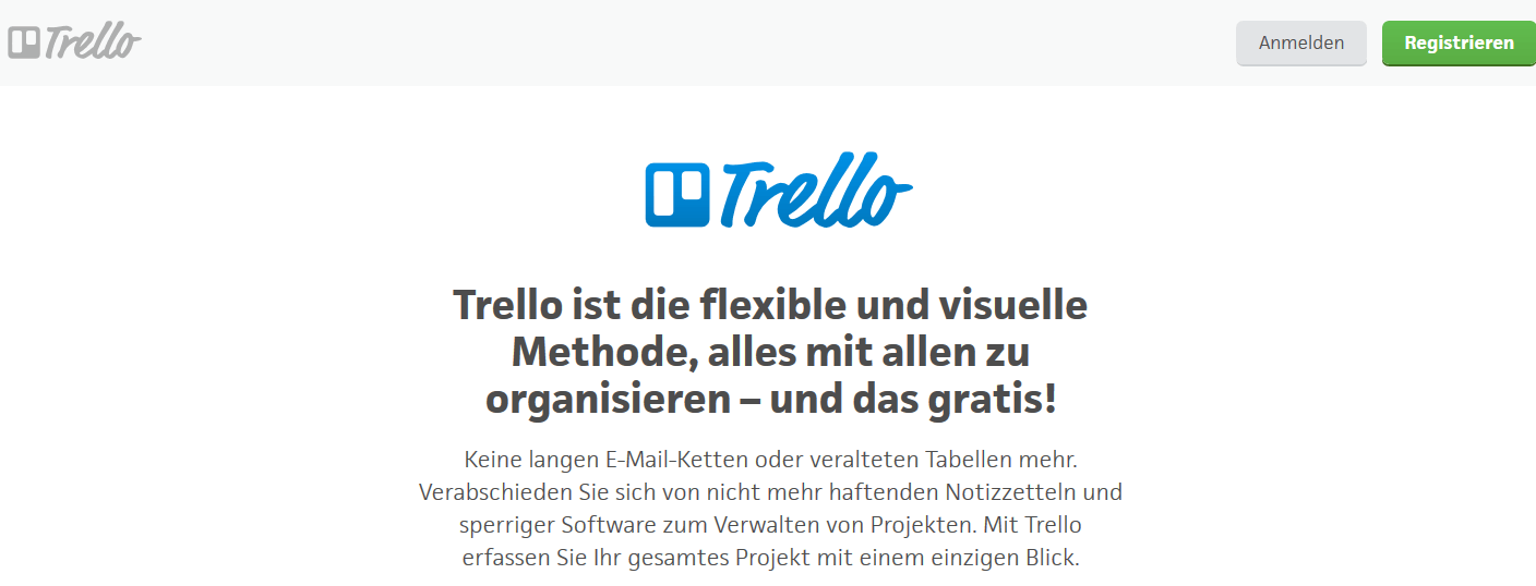 Website view of Trello