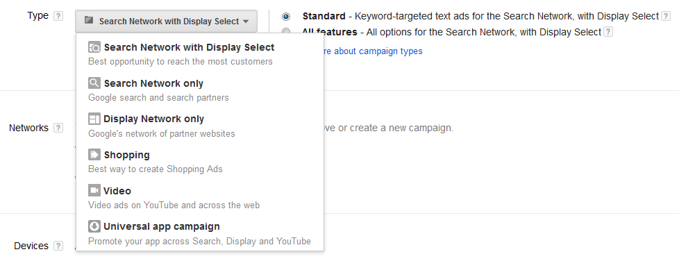 Additional settings for creating campaigns with Google Ads