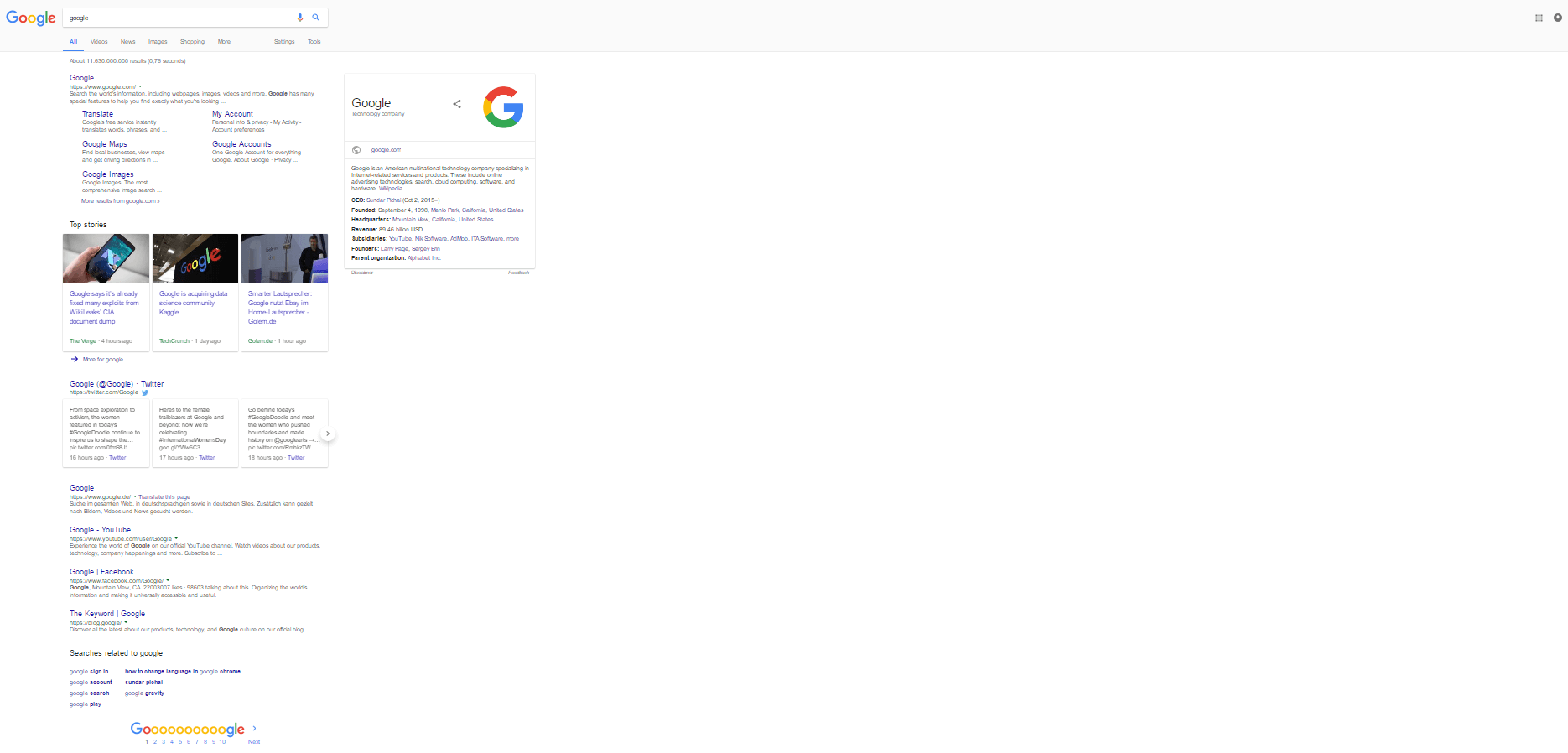 Google search from 2016