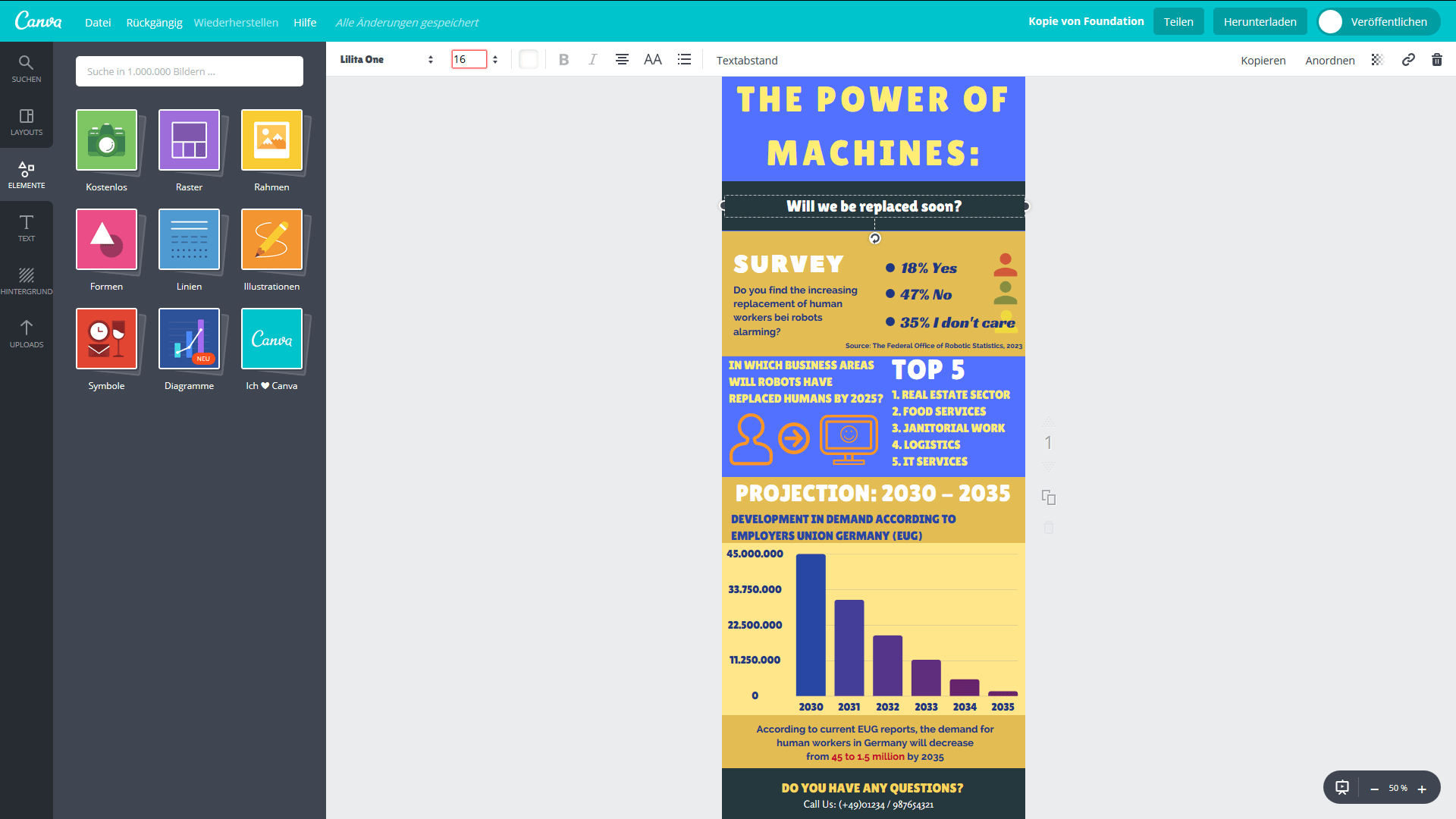 user interface of Canva with various databases